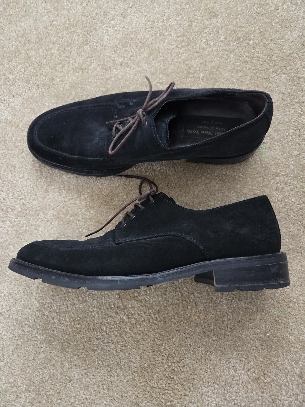 To Boot Black Suede Derby Shoes with Brown Laces
